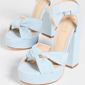 Black Suede Studio Abby Platform Sandal in Light Denim, Size: 9